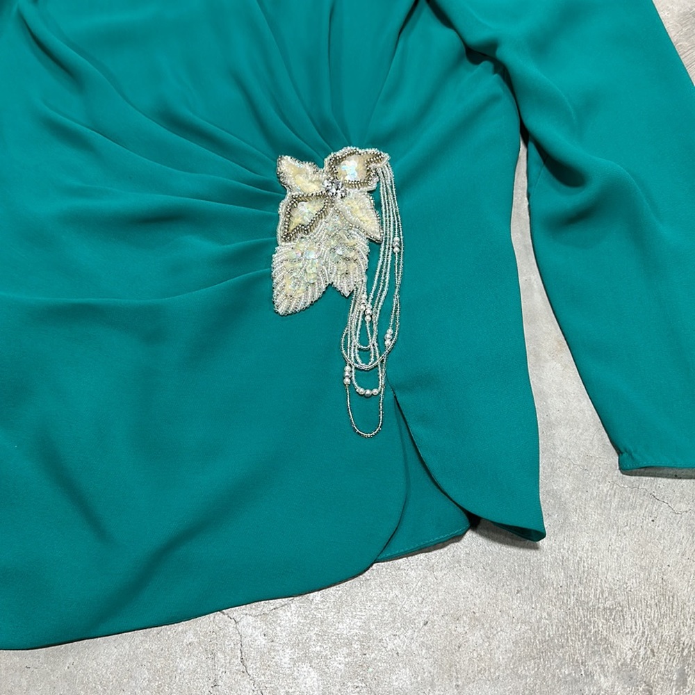 Elliette brand Green dress Top /Size 12 /‎ B-78 - Picture 2 of 5
